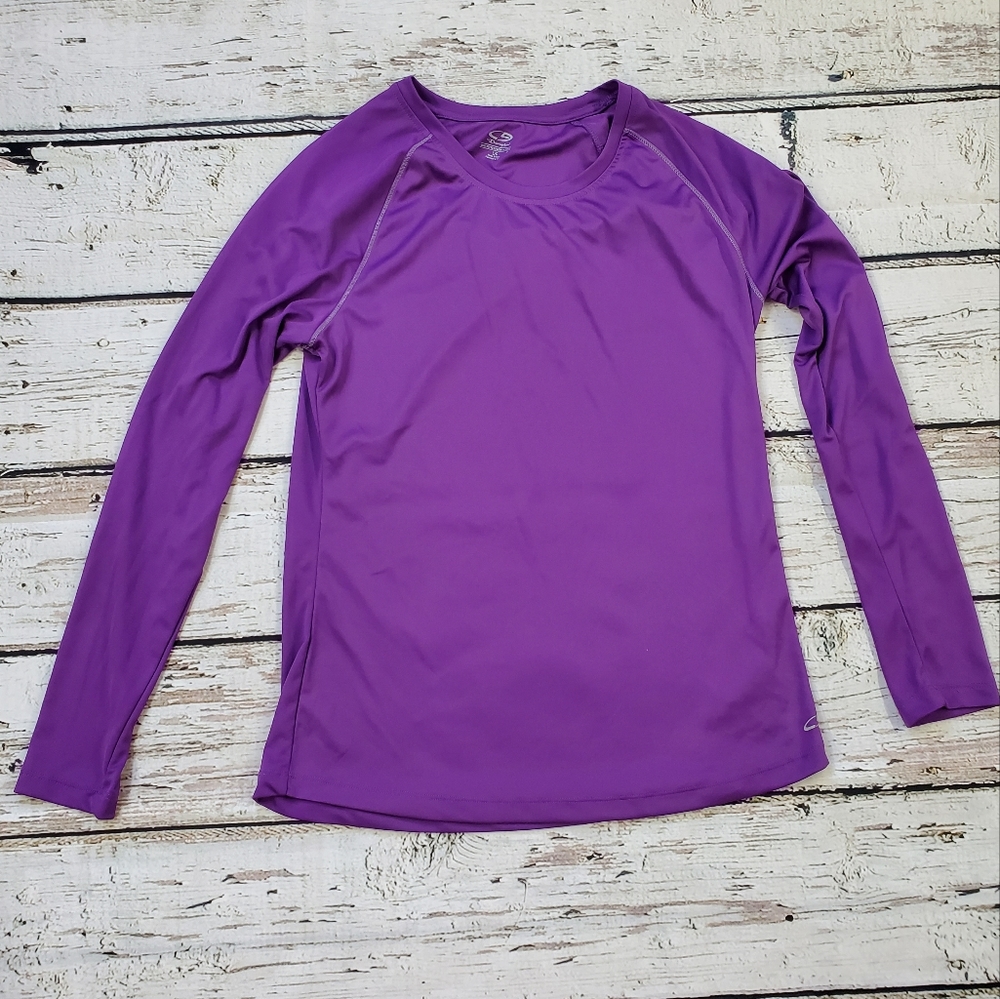 Champion Women's Semi-Fitted Long Sleeve Athletic Shirt Vibrant Purple Size Lg